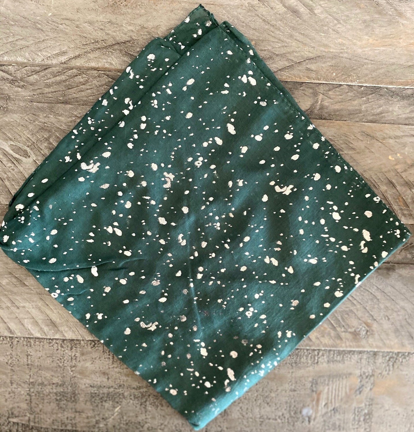 Green - silver metallic paint splattered tichel