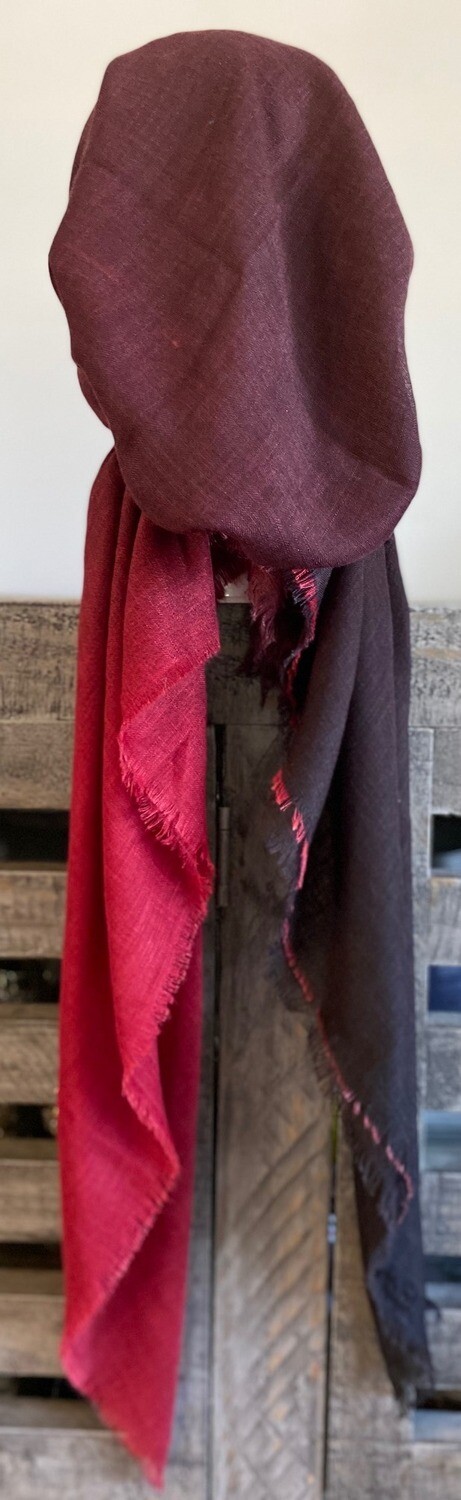 Burgundy shaded - soft fringes pretied tichel