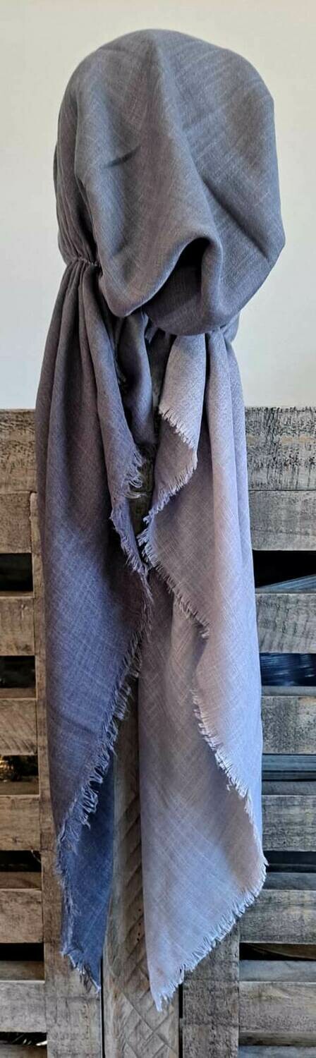 Dark gray shaded - soft fringes pretied tichel