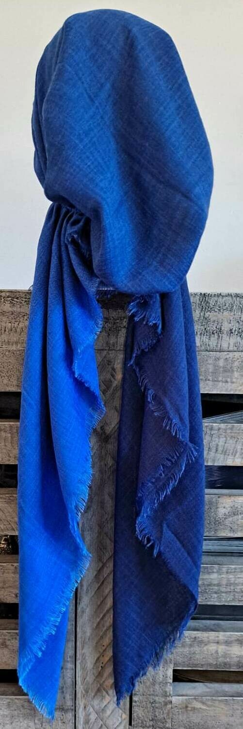 Dark blue shaded - soft fringes pretied tichel