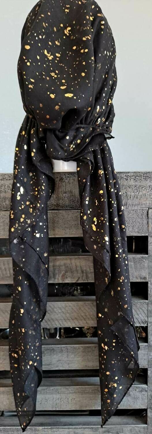Black/gold - splattered pre-tied tichel