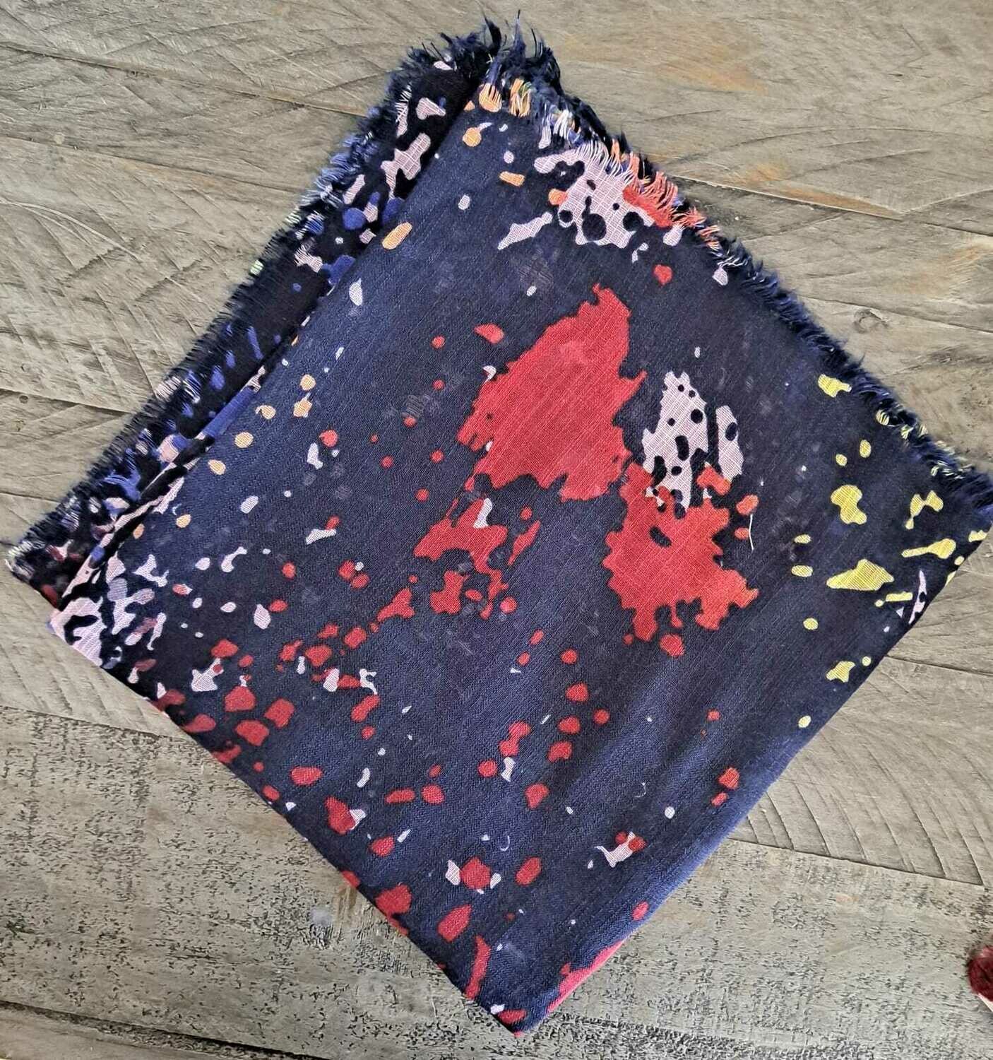 Navy/maroon n' more soft fringes tichel - splattered