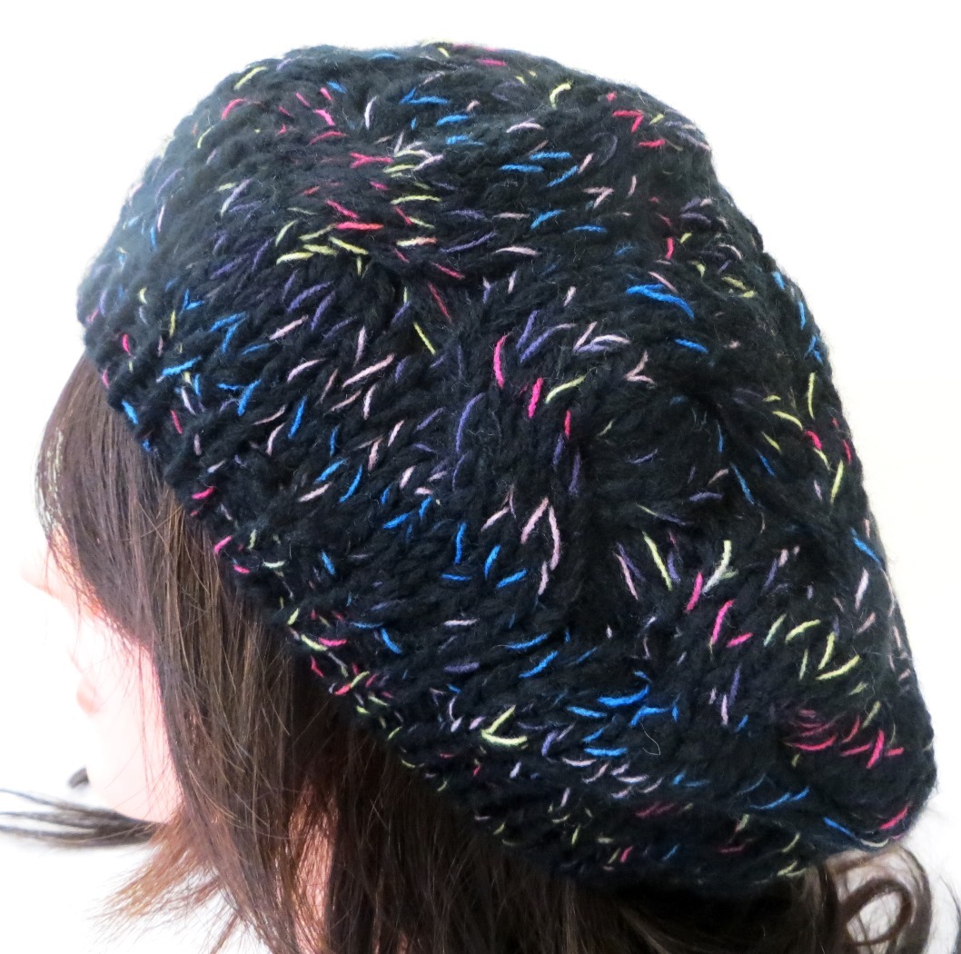 Black beanie with colorful threads