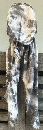 Gray circular pattern - soft fringes pretied tichel w/band sewn in