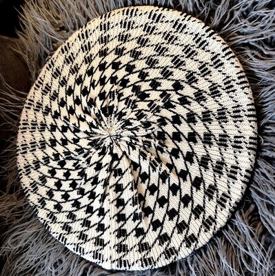 White/black houndstooth snood/beret