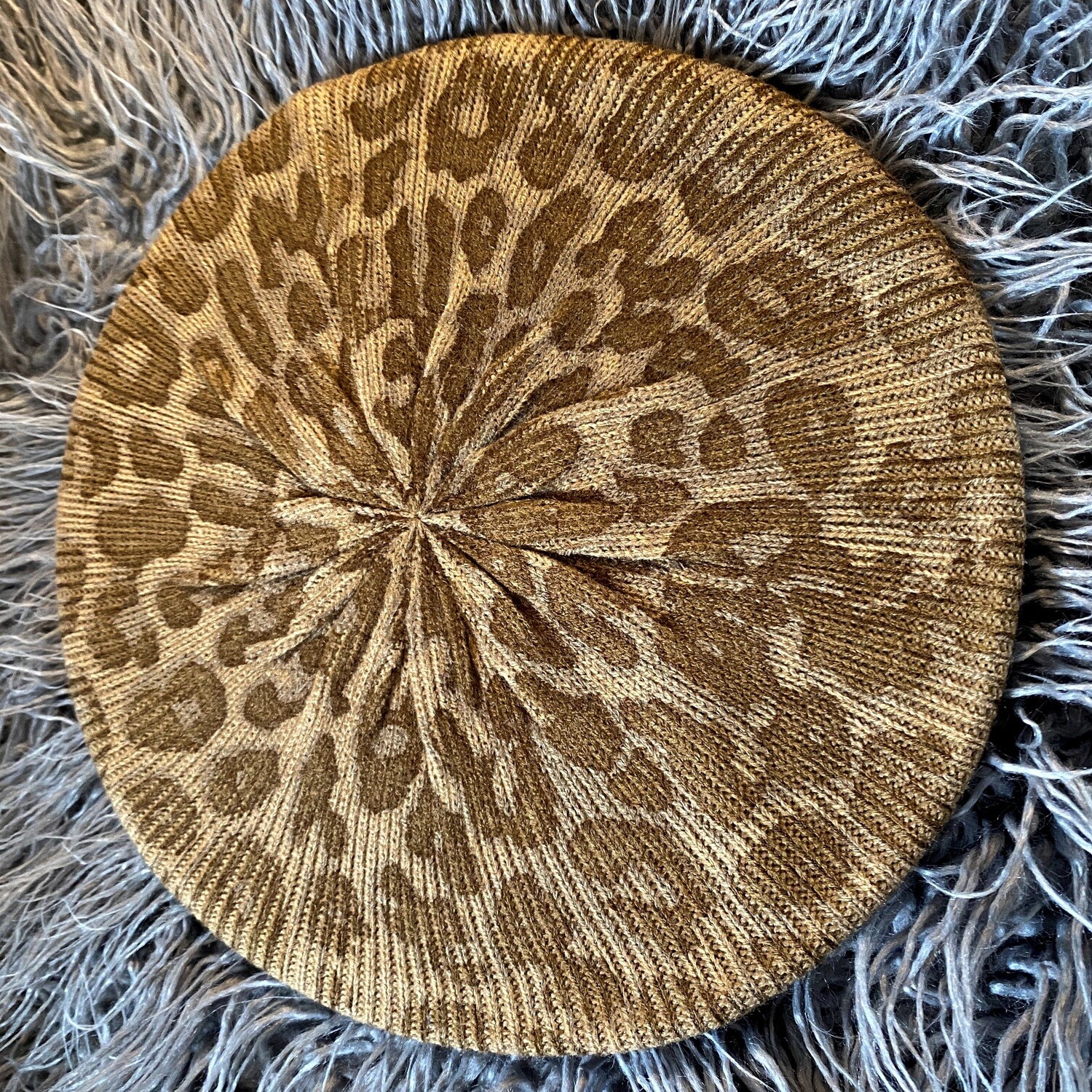 Tan/brown leopard snood/beret