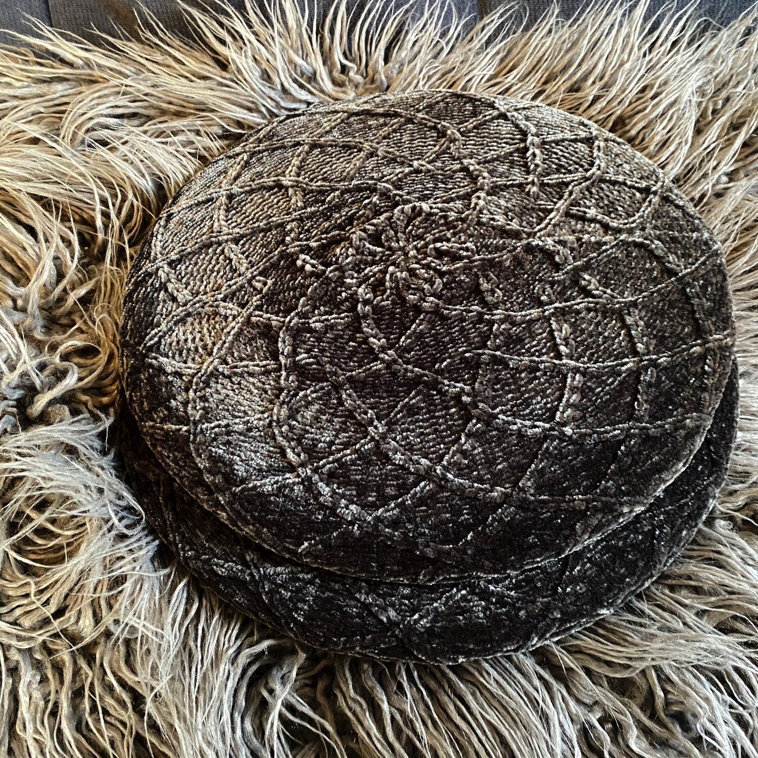 Gray velvet snood