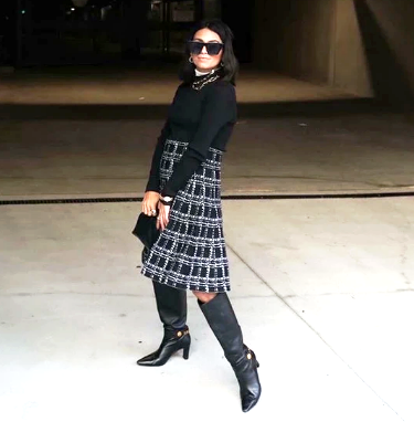 MM Skater Skirt Blk/Wht Tweed