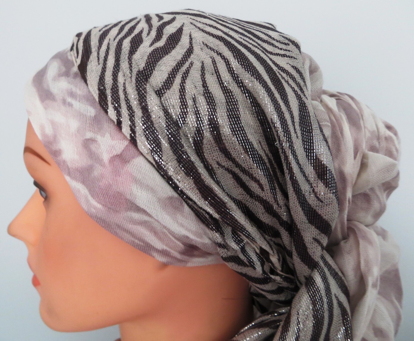 Black and purple rectangular head scarve/tichel