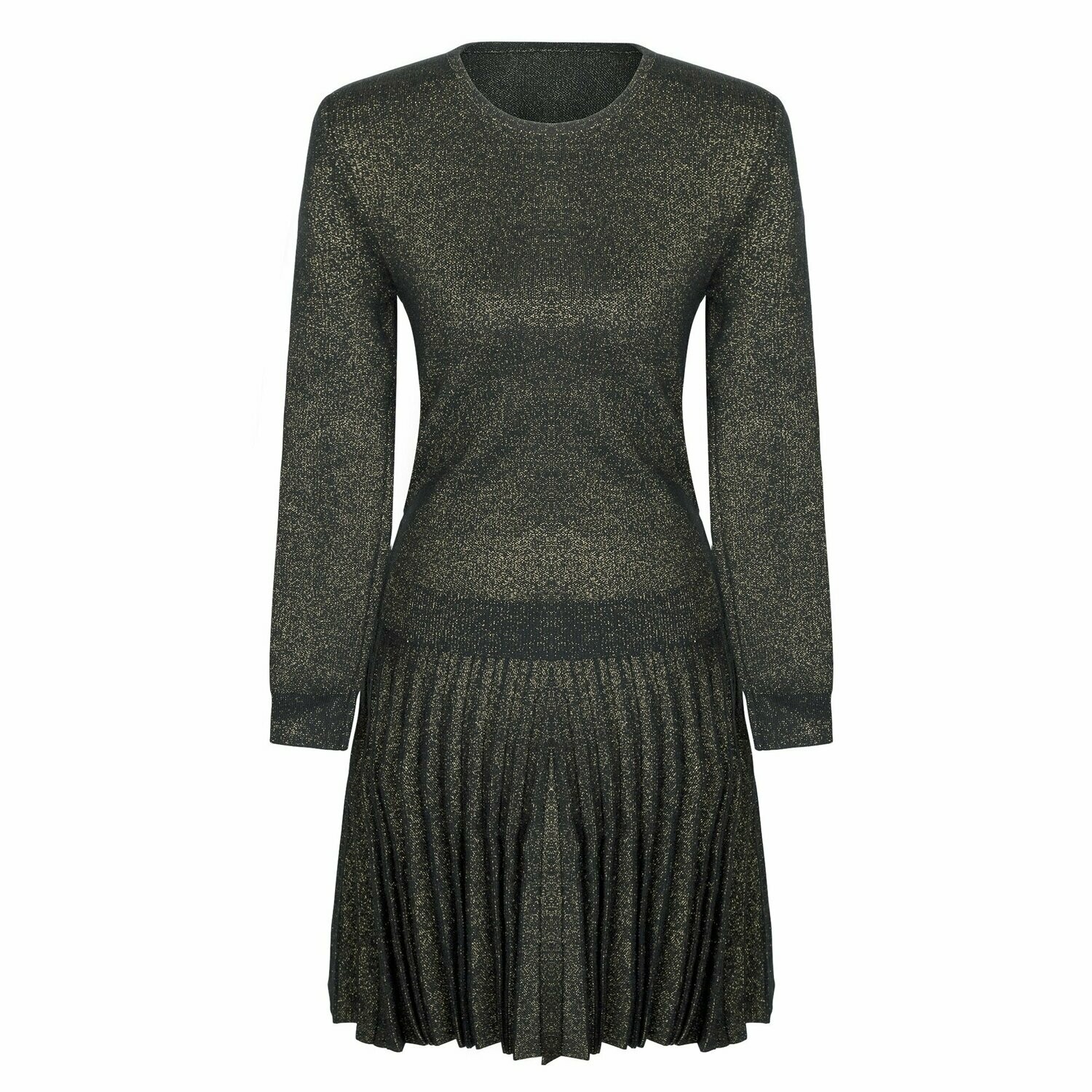 MM pleated skirt - black/gold lurex