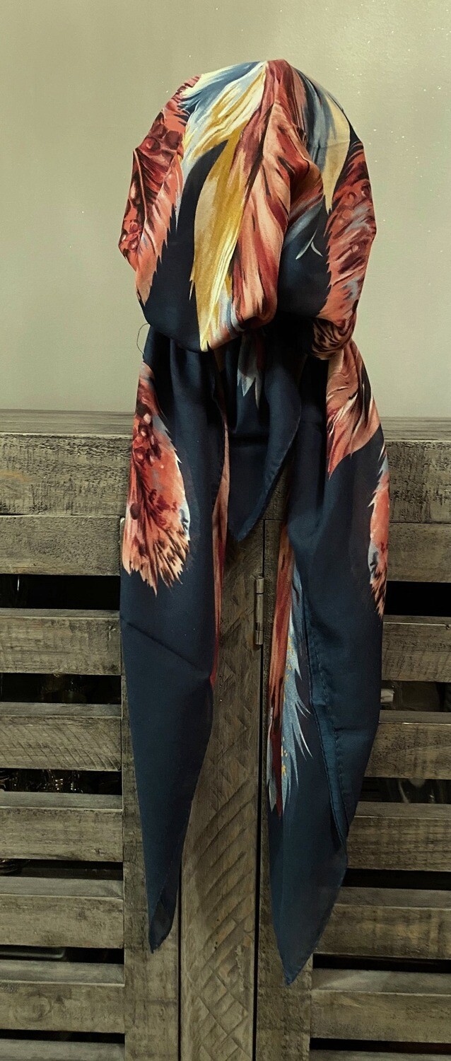 Teal pretied Turkish Tichel w/band sewn in