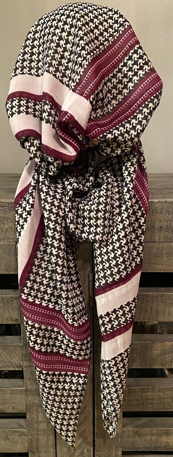 Patterned pretied Turkish Tichel w/band sewn in