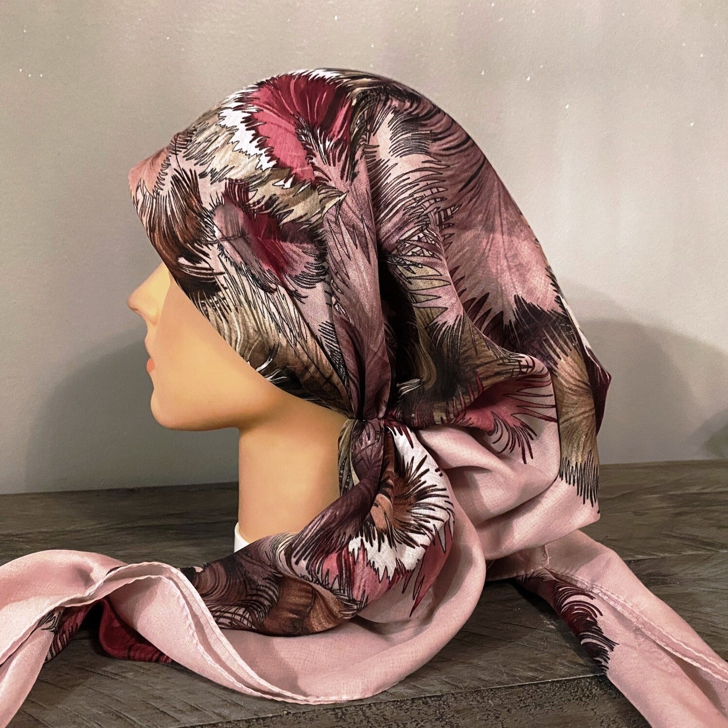 Light pastel pink pretied Turkish Tichel w/band sewn in