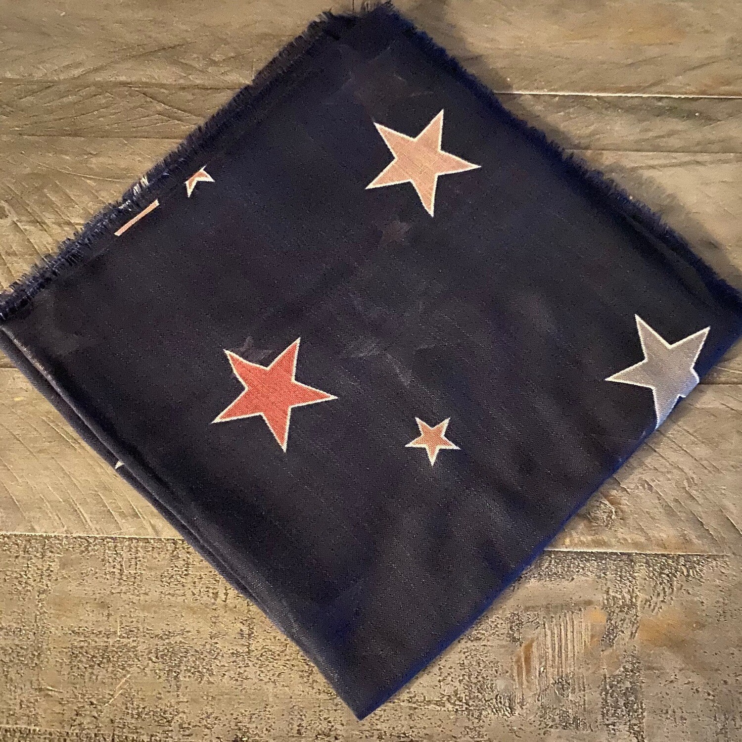 Navy/colorful stars - soft fringes tichel