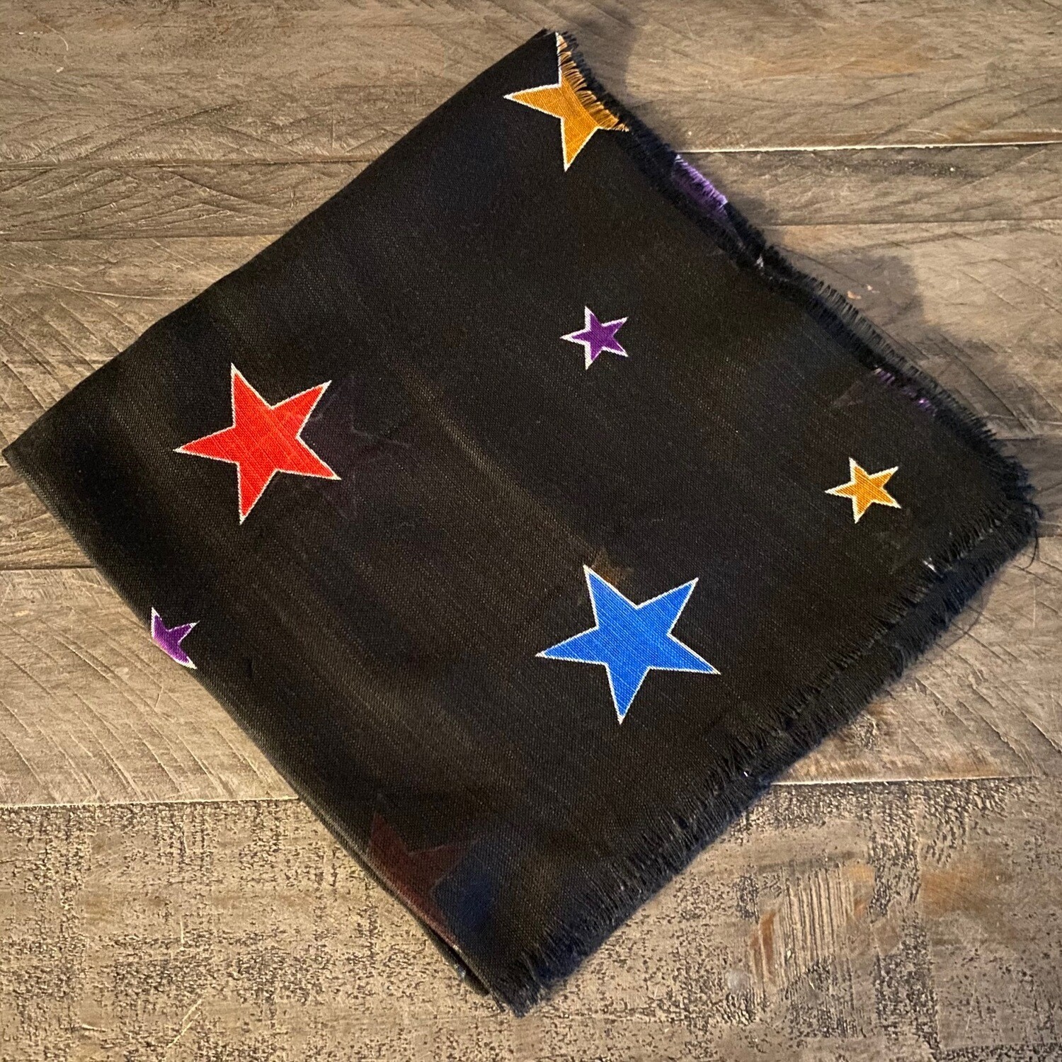 Black/colorful stars - soft fringes tichel