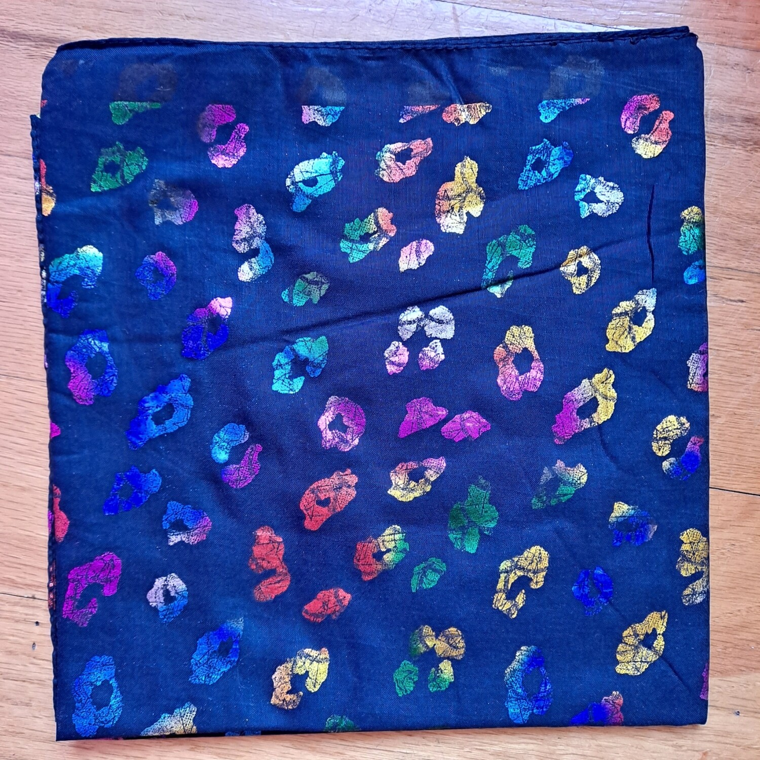 Dark navy - colorful metallic leopard spotted tichel