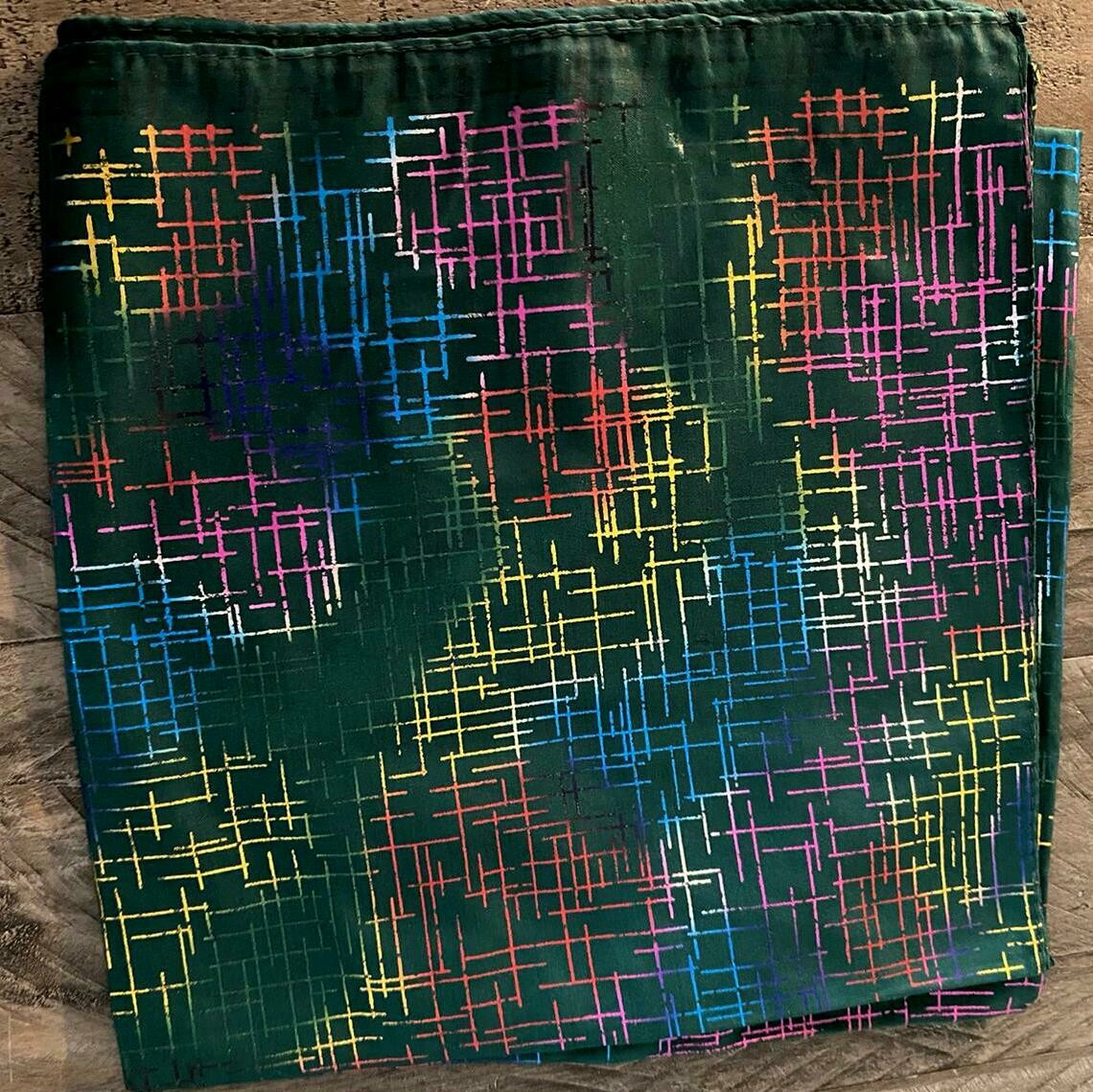 Green/colorful metallic lines tichel