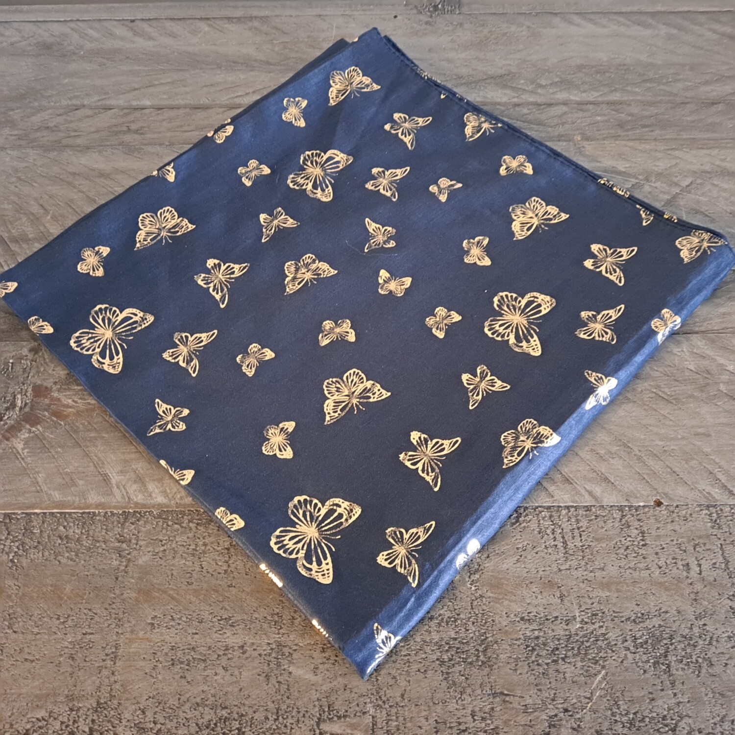 Navy/gold - metallic butterflies patterned tichel