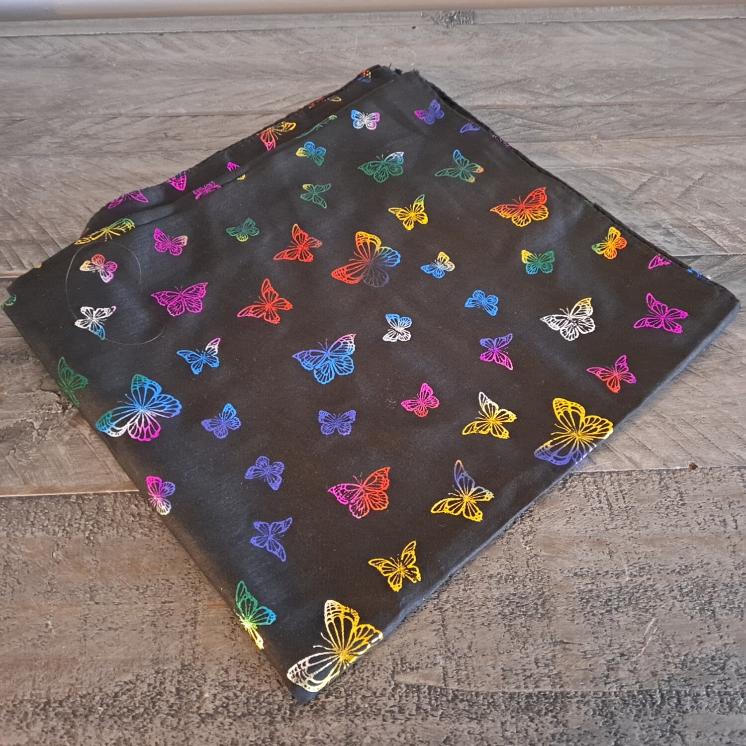 Black/colorful - metallic butterflies patterned tichel