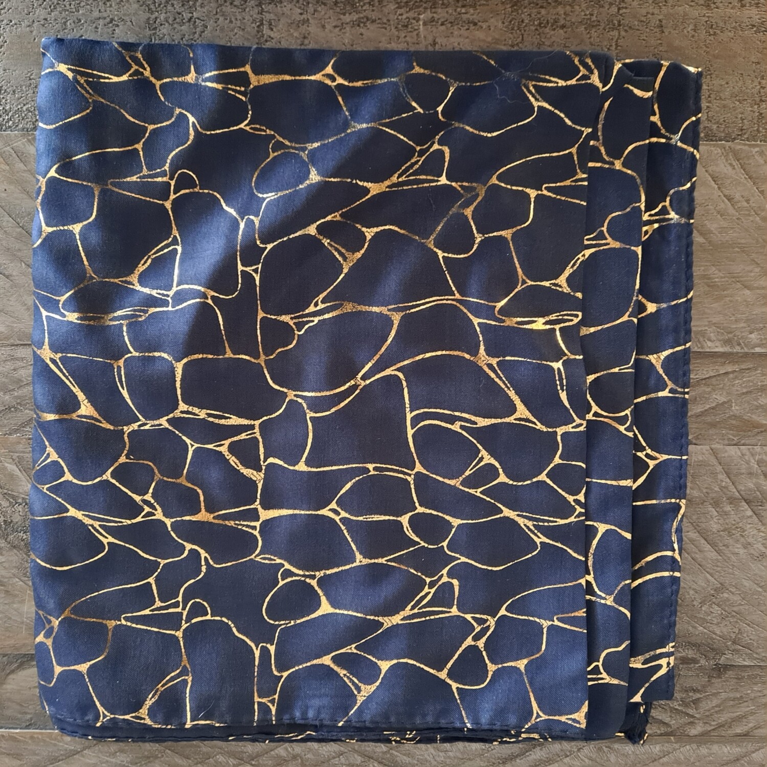 Navy - gold metallic pattern tichel