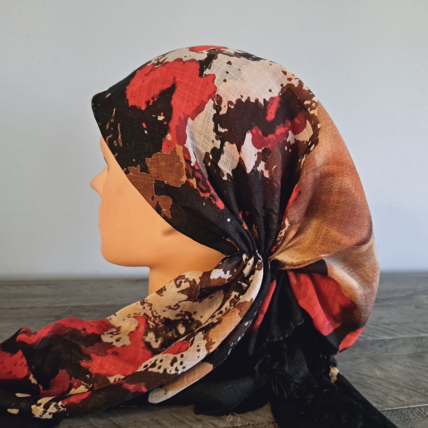 Black/colorful soft fringes pretied tichel