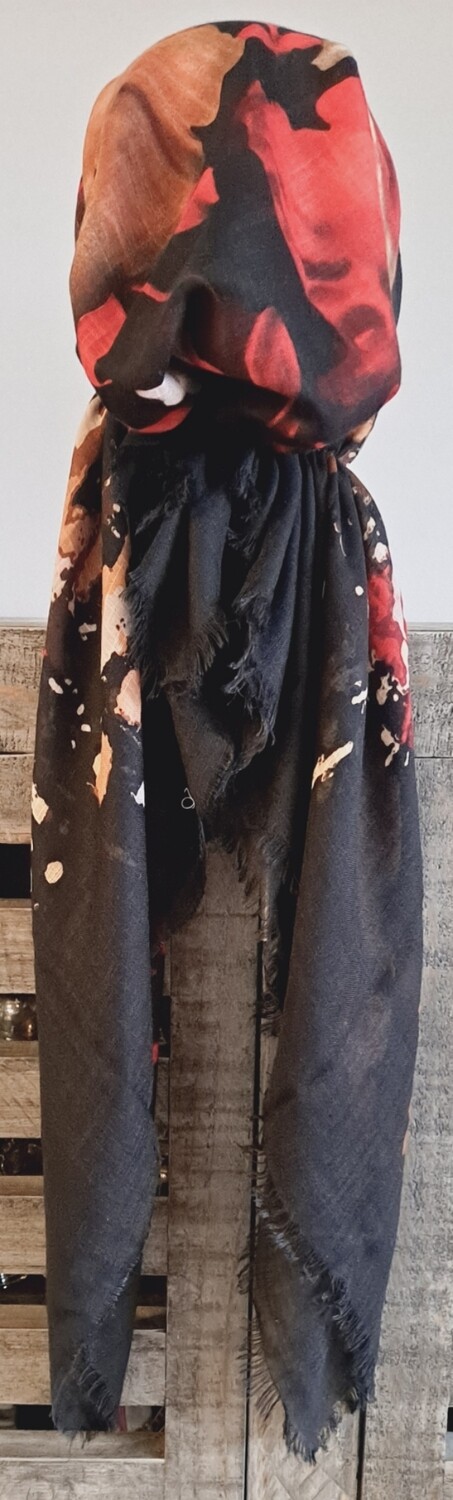 Black/colorful soft fringes pretied tichel