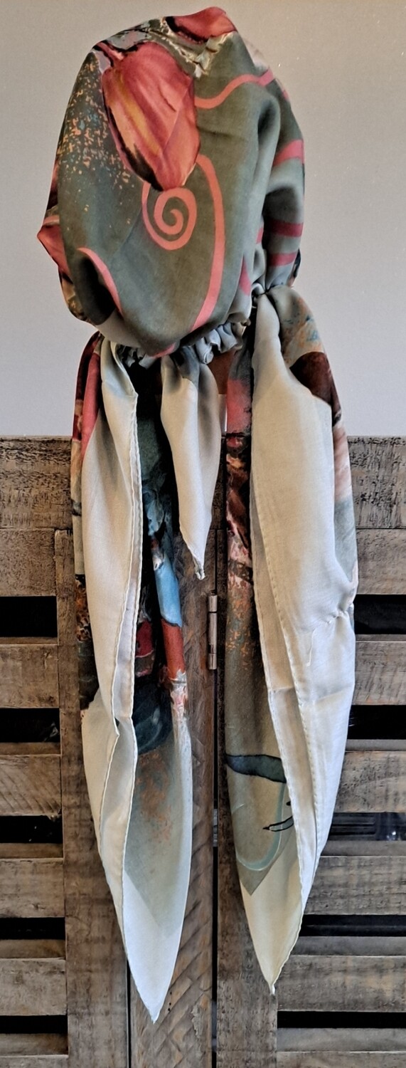 Mint stylish Turkish Tichel w/band sewn in