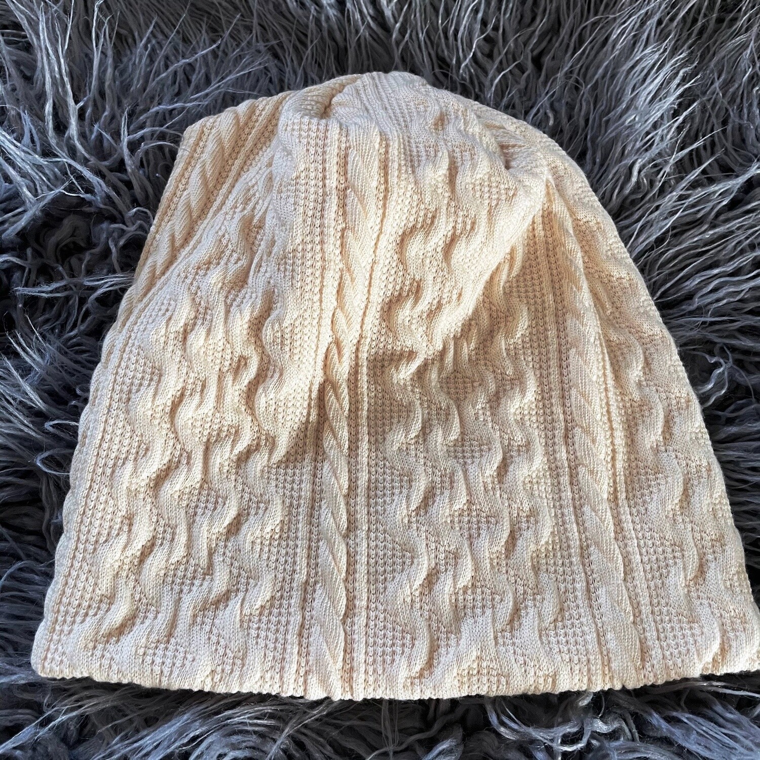 Ivory cable knit beanie