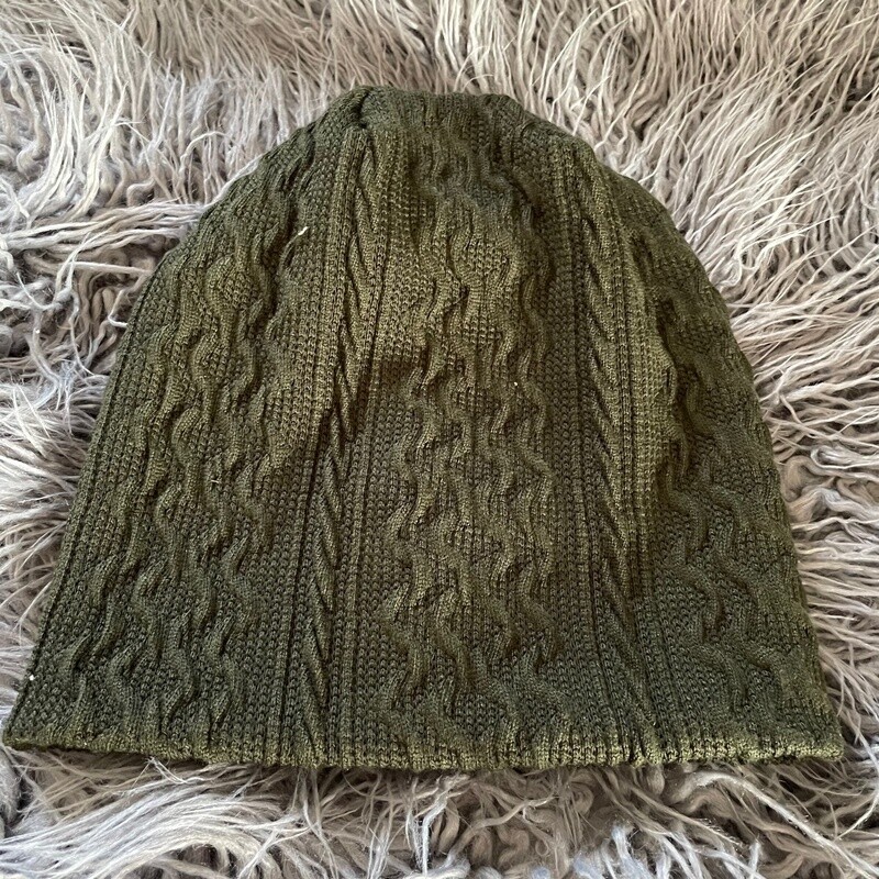 Olive Green cable knit beanie