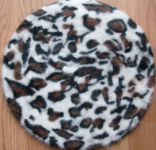 Leopard print beret white background