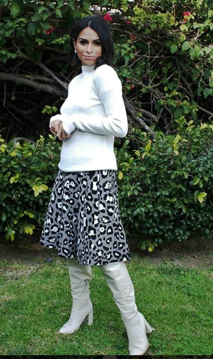 MM Skater Skirt - patterned, choose: gray leopard M