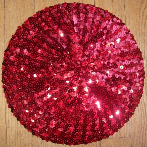 Sequined beret red