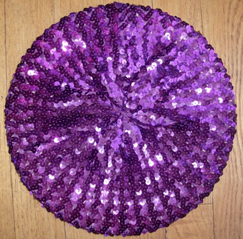 Sequined beret purple