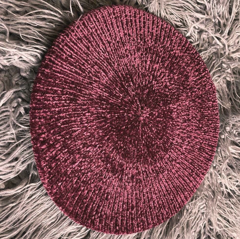 Narrow ribbed chenille snood - burgundy