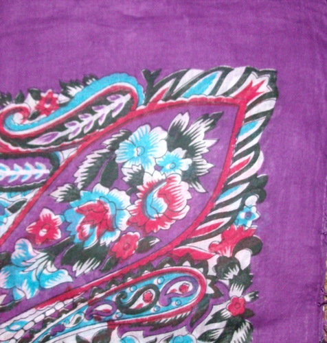 Big bold and bright tichel purple with white