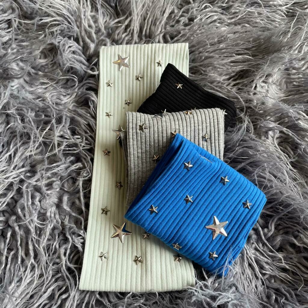 Ribbed flat headbands w/small stars