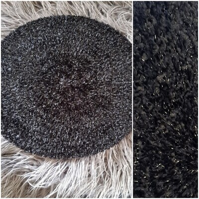 Black XL lined chenille snood w/silver lurex threads