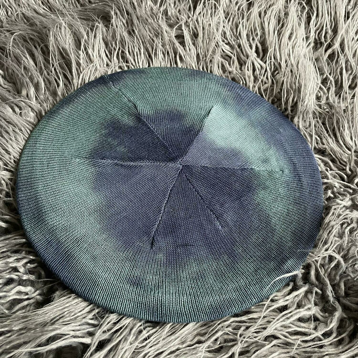 Tie dyed lined snood/beret - denim