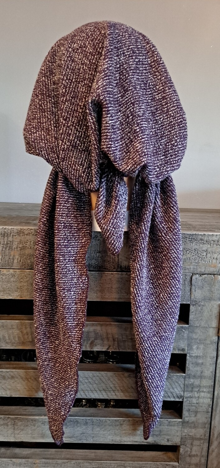 Burgundy sweater material XL pretied tichel