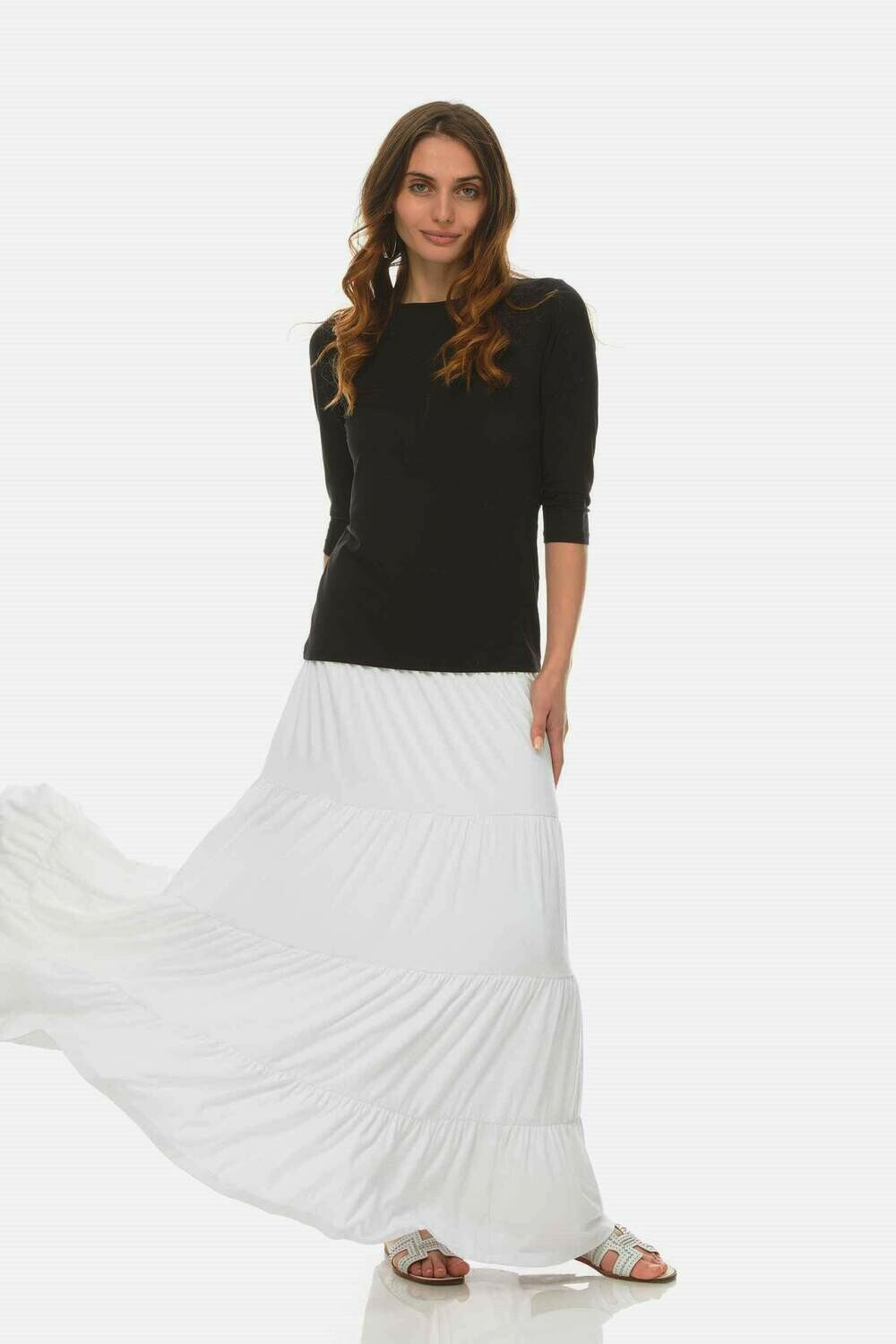 White Ruffle Maxi Skirt