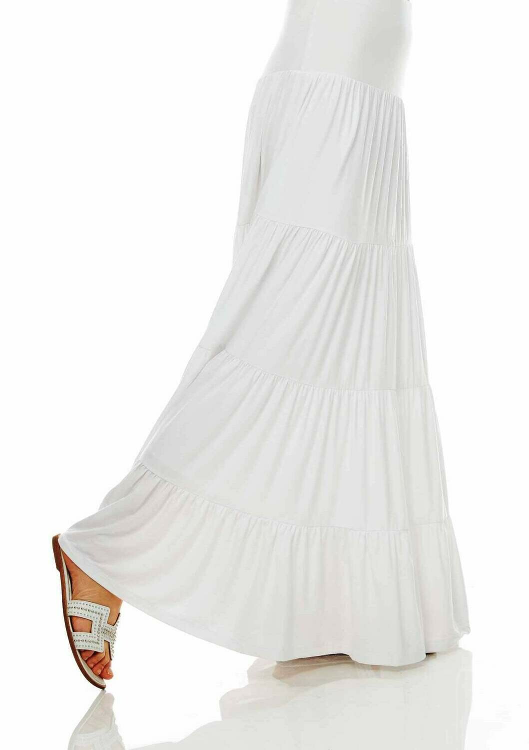 White Ruffle Maxi Skirt