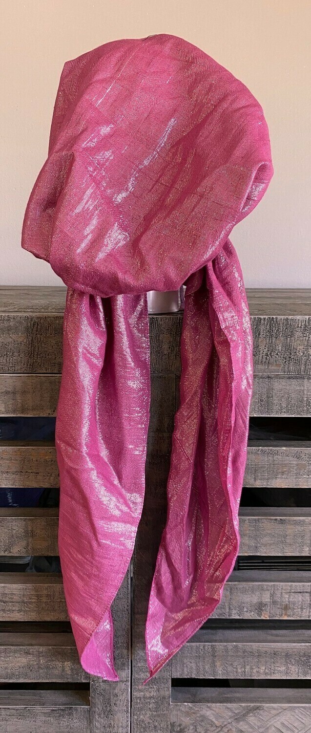 Dark raspberry solid shimmer pretied tichel (double layer)