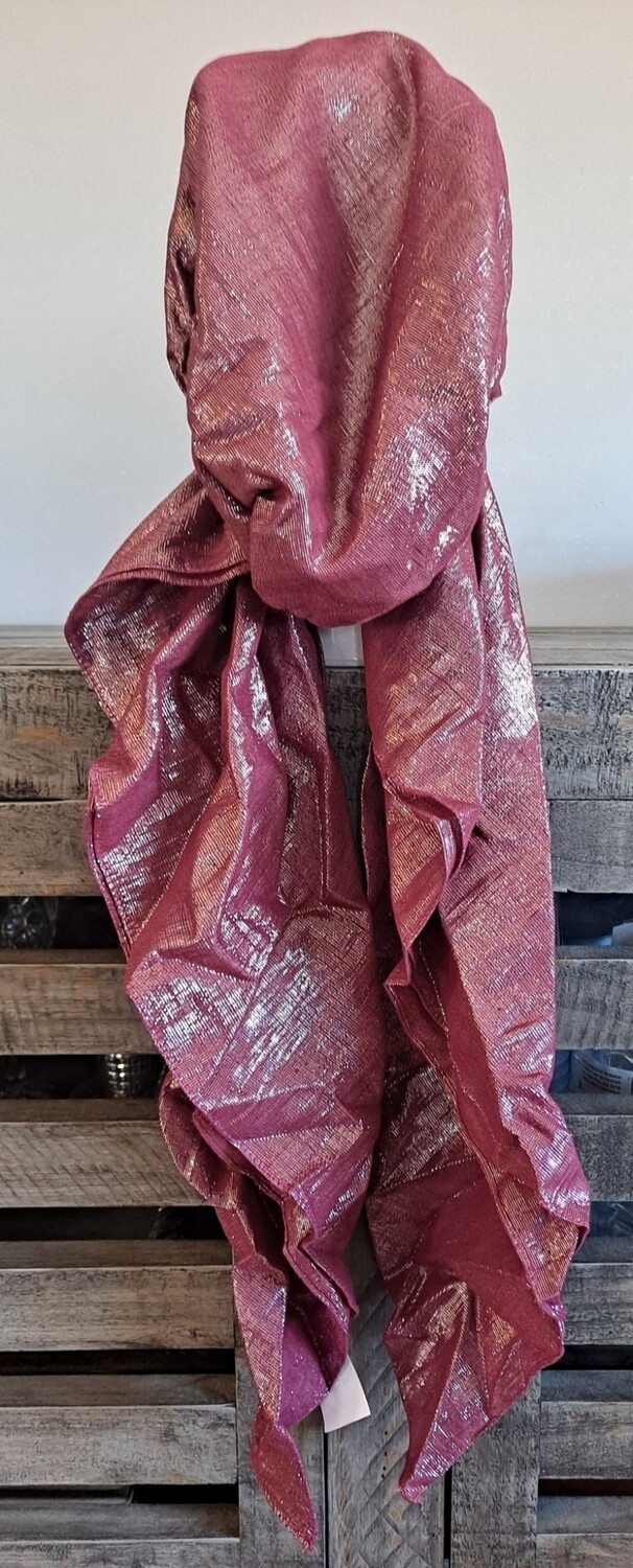 Burgundy solid shimmer pretied tichel (double layer)