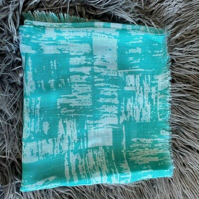 Sea green patterned fringed tichel