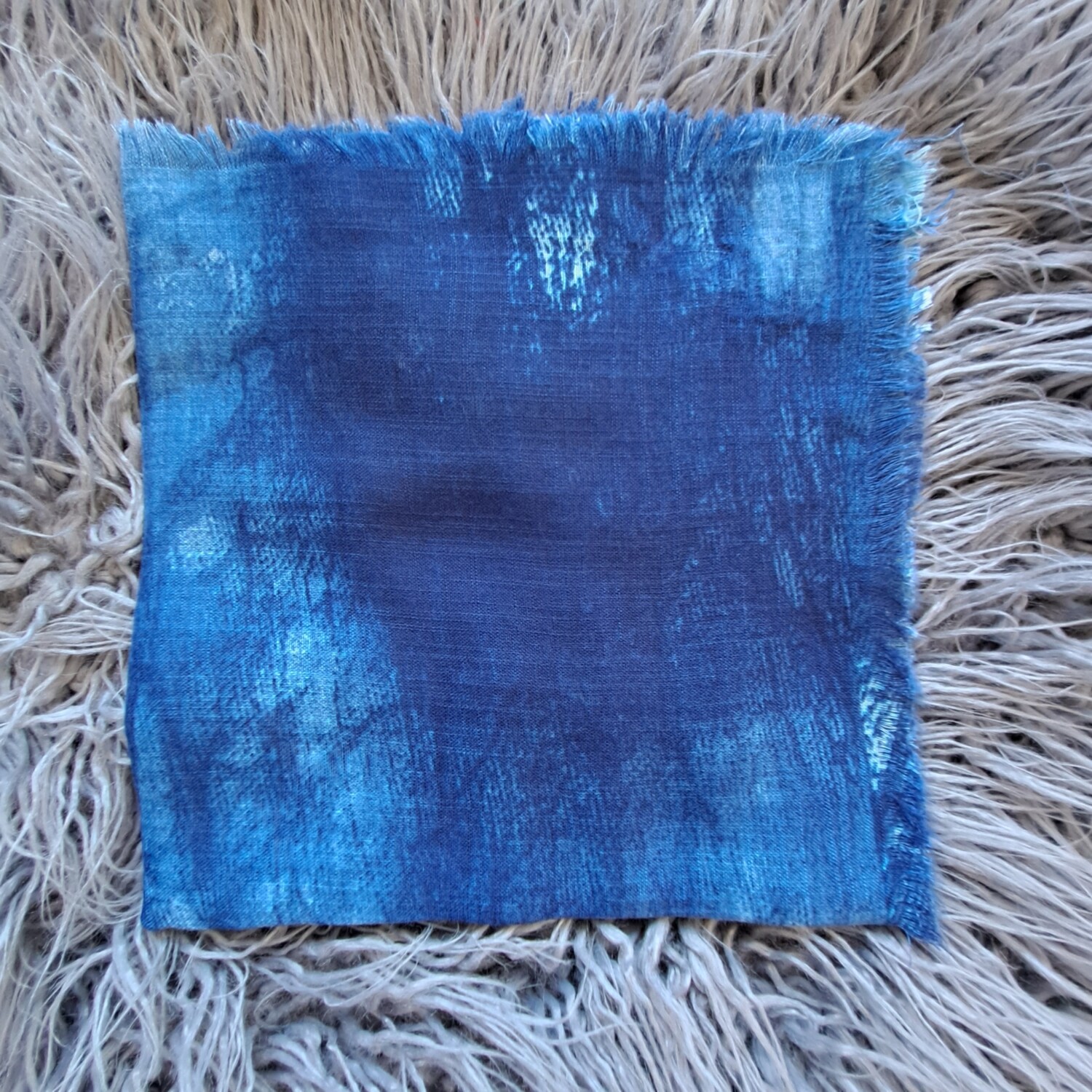 Navy/bright blue tie dyed fringed tichel