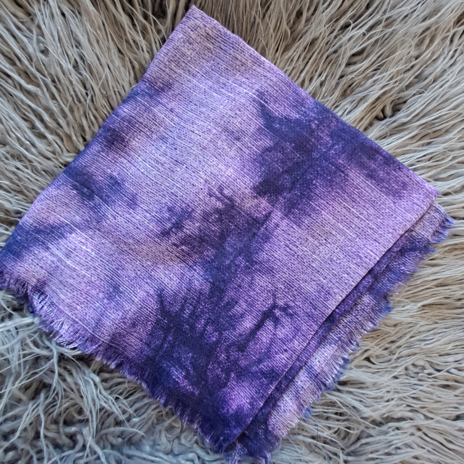 Violet tie dyed fringed tichel