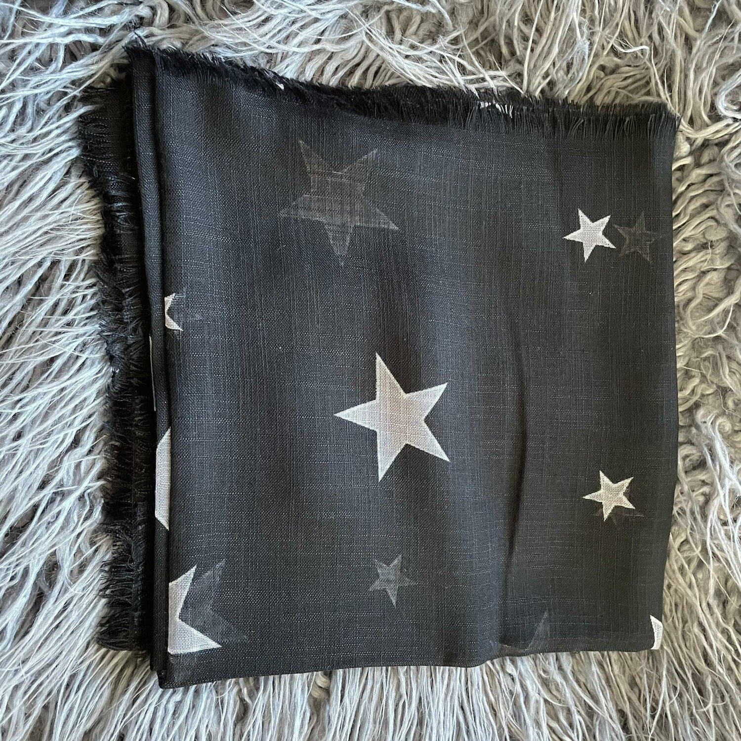 Black/gray stars - soft fringes tichel