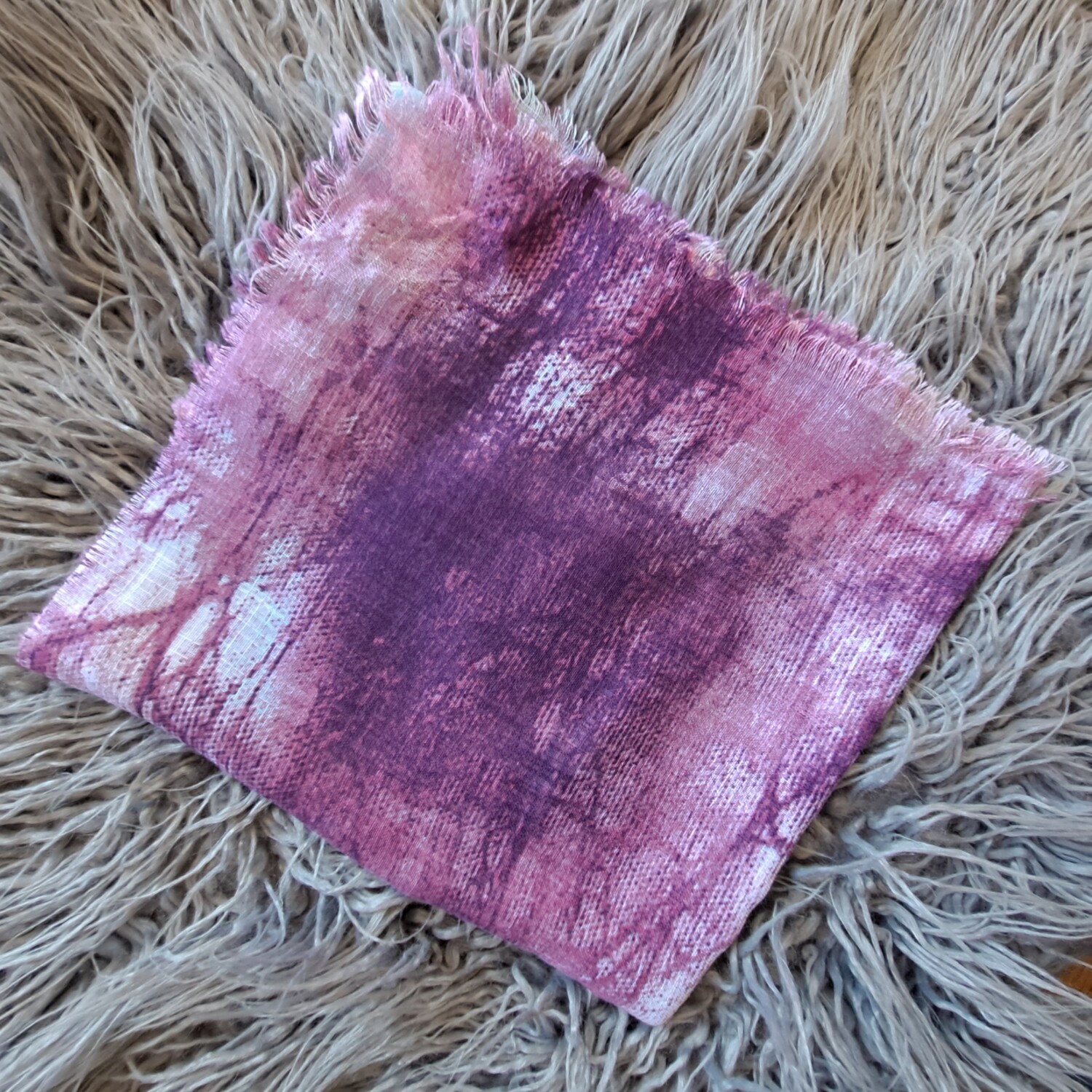 Wine tie dyed fringed tichel