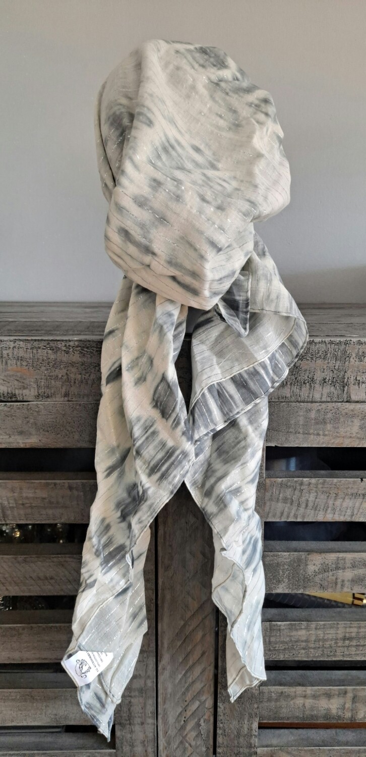Pre tied tichel light gray tie dyed
