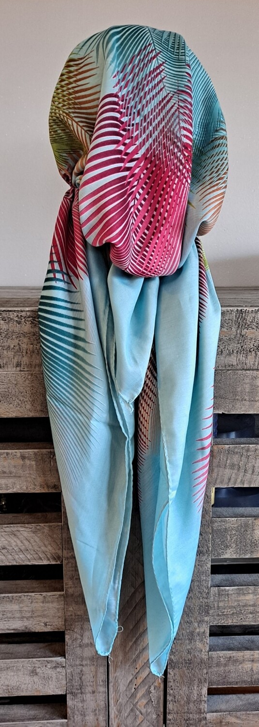 Sky blue stylish Turkish Tichel w/band sewn in